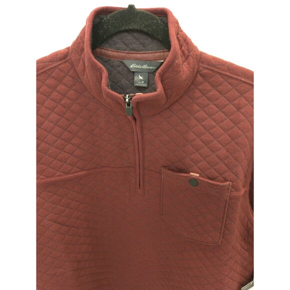 Eddie Bauer Men's NWT Size M Quilted 1/4 Zip Pullover Burgundy Diamond Knit $79 - Picture 8 of 12